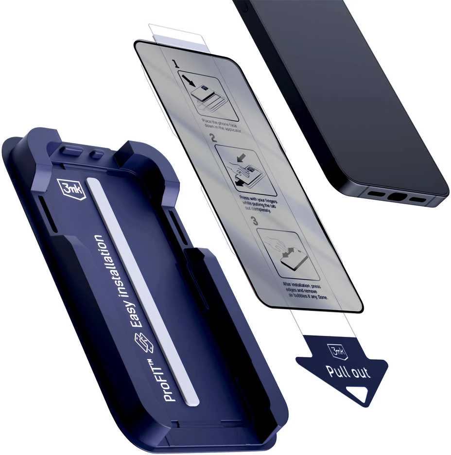 3Mk Protection 9H grūdintas stiklas su 3mk HardGlass Max privatumo filtru, skirtas iPhone 13/13Pro/14/16E/17E