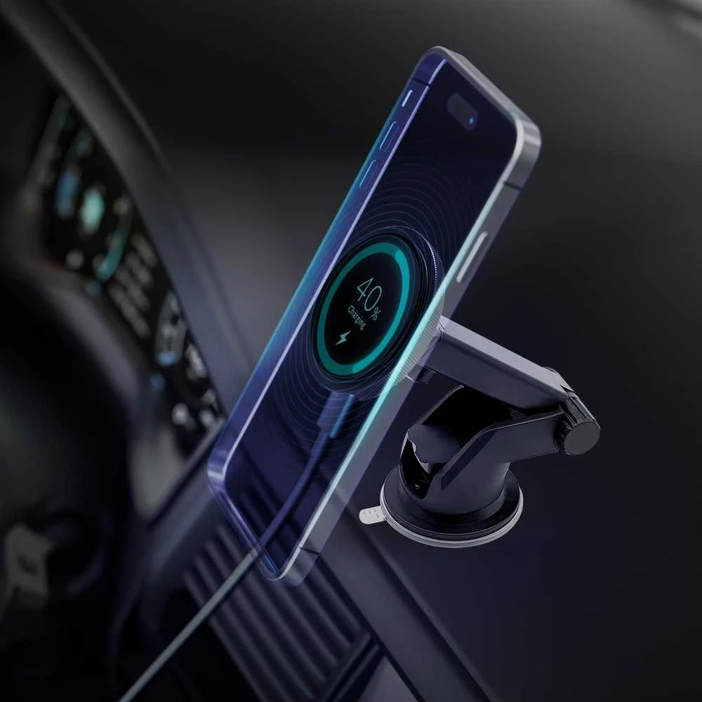 3MK Car MagCharger 15W indukcinio įkrovimo laikiklis priekiniam stiklui/prietaisų skydeliui juodos spalvos