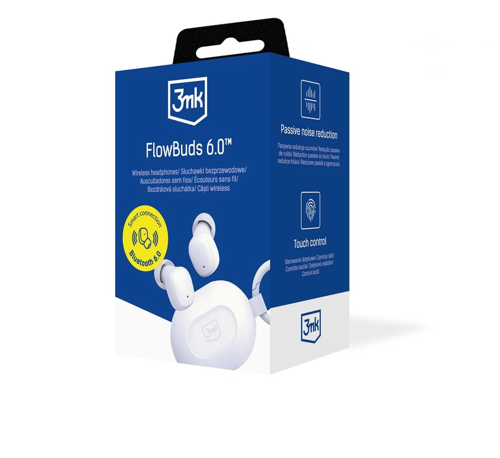 Ausinės 3Mk apsaugos priedai - 3mk FlowBuds 6.0 Baltas