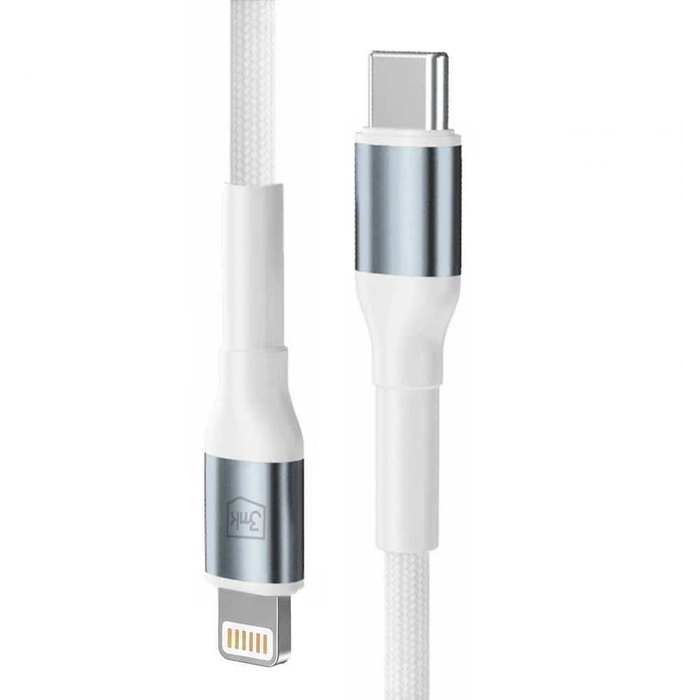 3Mk Protection priedai - 3mk Hyper Cable N-SERIES C į Lightning 3m PD 3.0 9V/3A 27W Baltas
