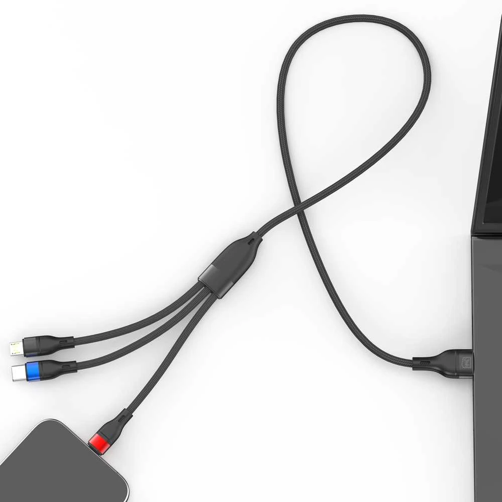 3Mk Protection 3mk Hyper Cable N-SERIES 3 in 1 USB-A / Lightning / Micro 1.2m 9V/2A 18W - juodas