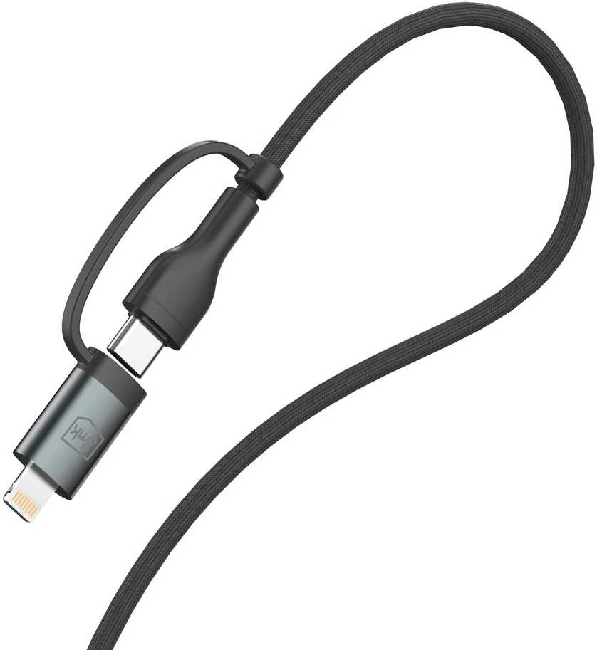 3Mk Protection 3mk Hyper Cable N-SERIES 2 in 2 USB-A / USB-C ir USB-C / Lightning 1.2m QC 3.0 9V/2A 60W - juodas