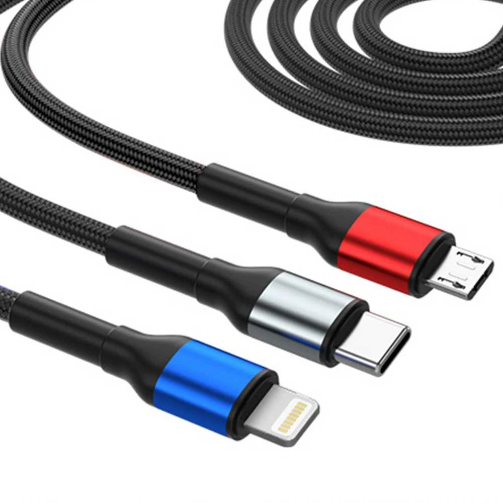 3Mk apsaugos priedai - 3mk Hyper Cable N-SERIES 6 in 1 C/A į C/Lightning/Micro 1.2m QC 3.0 9V/2A 18W Juodas