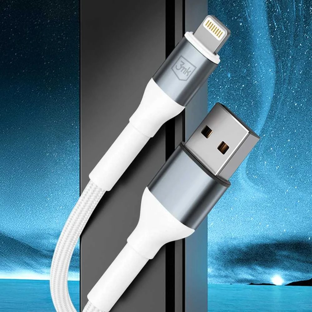 3Mk apsauga 3mk 3mk kabelis 3mk Hyper kabelis N-SERIES USB-A / Lightning 2m 5V/2.4A 12W / baltas