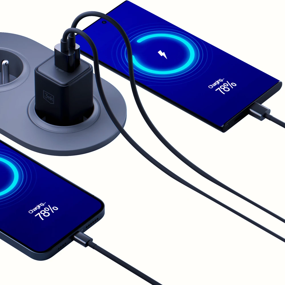 3Mk Protection 3mk Hyper GaN įkroviklis 20W QC4+ PD PPS USB-C USB-A sieninis įkroviklis - Juodas