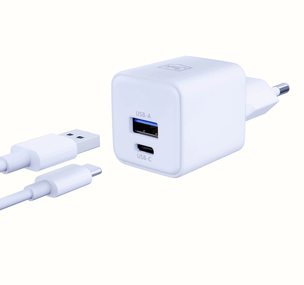 3Mk Protection 3mk Hyper GaN įkroviklis 20W QC4+ PD PPS USB-C USB-A sieninis įkroviklis - Baltas