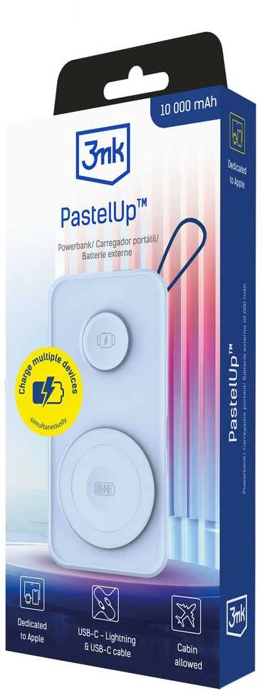 3MK Powerbank PastelUp 10,000mAh 22.5Wz Magsafe + įkrovimas Apple Watch mėlynos spalvos