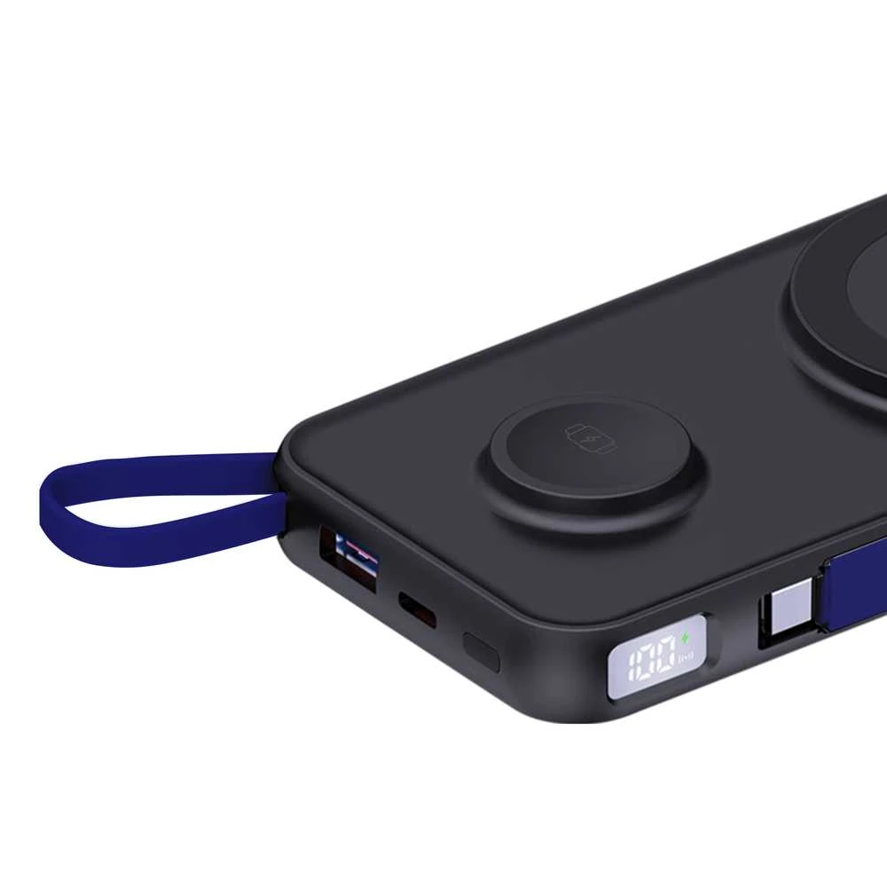 3MK „PastelUp“ išorinė baterija, 10 000 mAh, 22,5 W, su „Magsafe“ ir įkrovimu, Apple Watch, juodos spalvos
