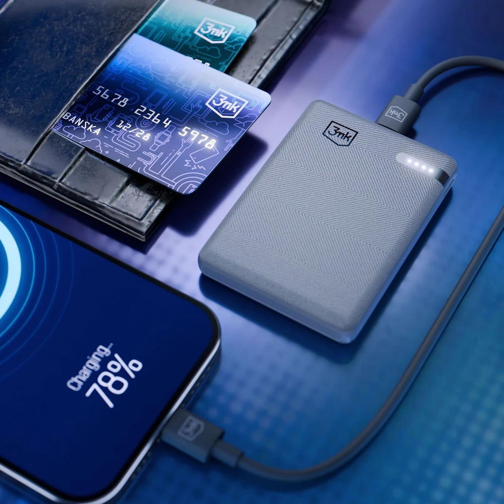 3Mk apsaugos priedai - 3mk kišeninė išorinė baterija 5000 mAh 12 W USB 1C-Pilkas