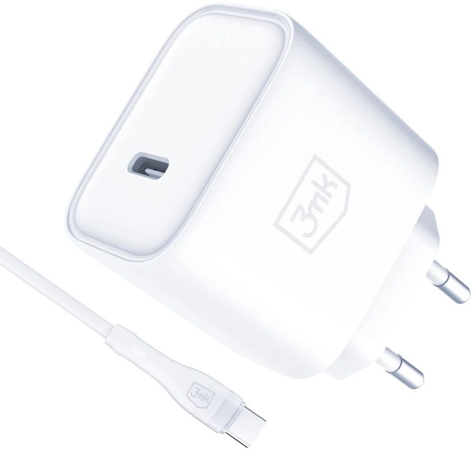 3Mk Protection 3mk Rayo Charger 20W PD3.0 PPS USB-C Wall Charger + USB-C / USB-C 3A 60W Cable - Baltas
