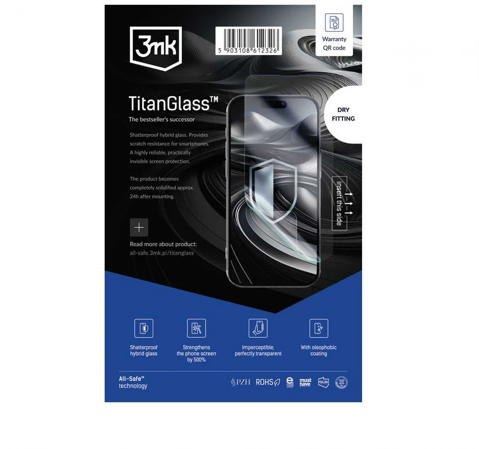 3Mk Protection 3Mk apsaugos „AIO StarterPack“ „TitanGlass“ telefono sausų tvirtinimo detalių rinkinys, 50 vnt. + 3mk „UniBlade“ + aplikatorius + 5 vnt. „TitanGlass“