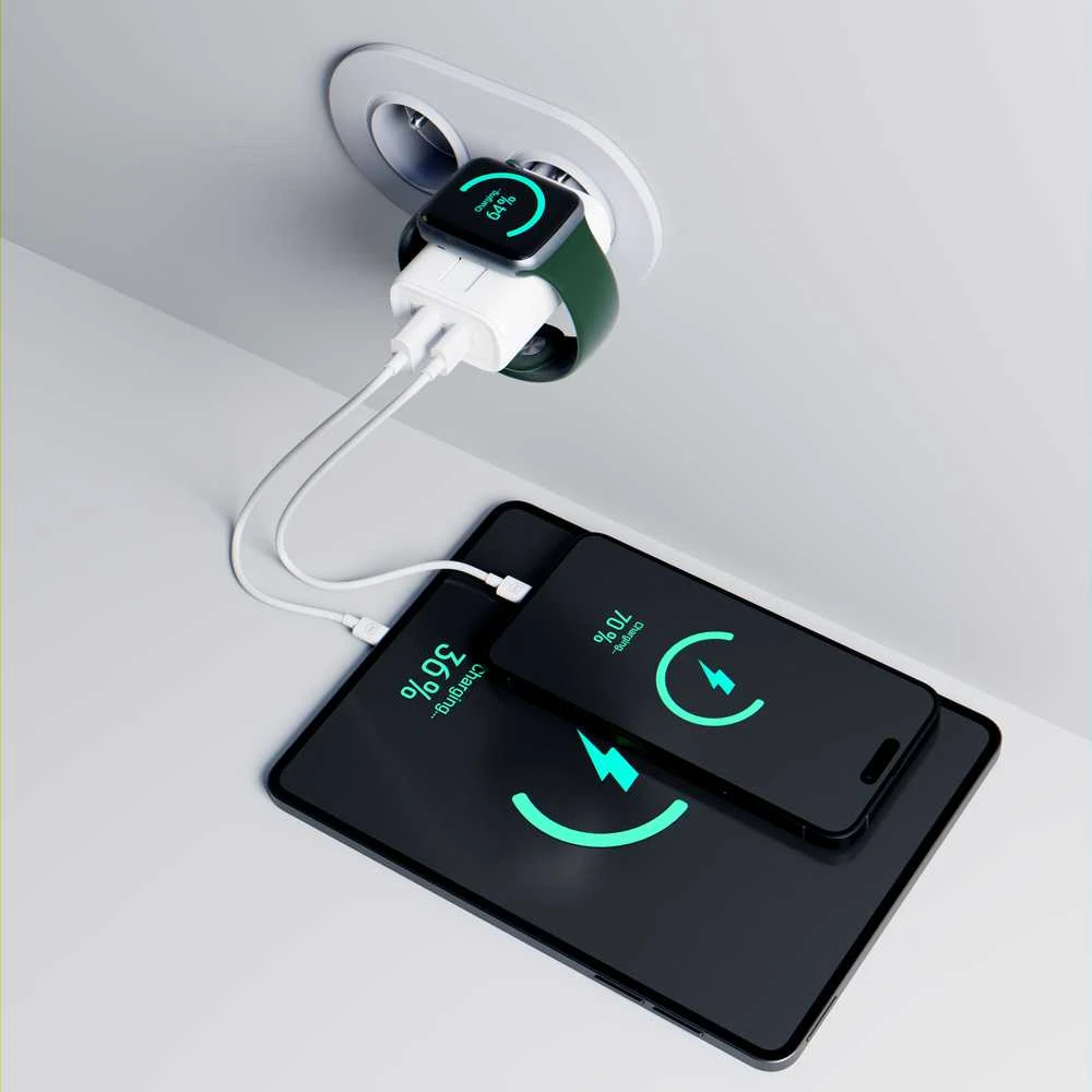 3Mk apsauginis indukcinis tinklo įkroviklis 3mk HARDY įkroviklis PD 2in1 33W USB-C USB-A - baltas