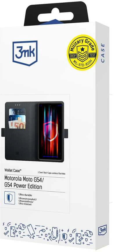 3mk Wallet with Flip Motorola Moto G54/Power Edition - dėklas telefonui juodos spalvos
