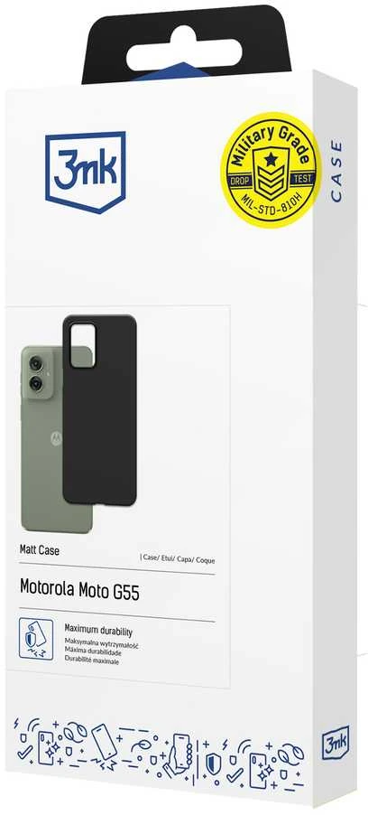 3Mk apsauginis matinis dėklas Motorola Moto G55 5G - Juodas