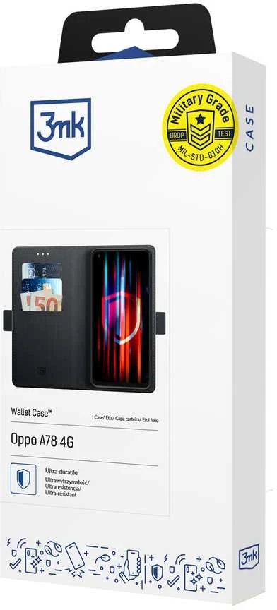 3MK Wallet Oppo A78 4G dėklas telefonui juodos spalvos