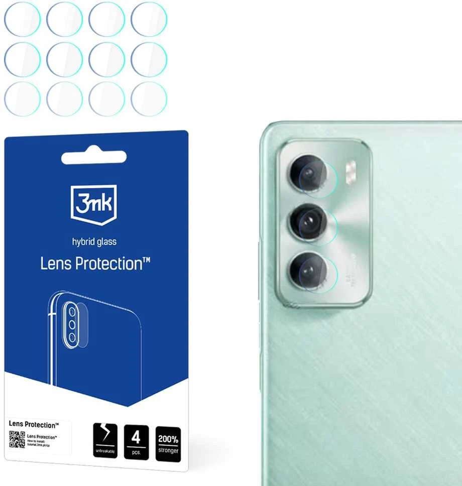 Hibridinis stiklas fotoaparatui / objektyvas OPPO RENO 12 3mk lankstus stiklo objektyvas