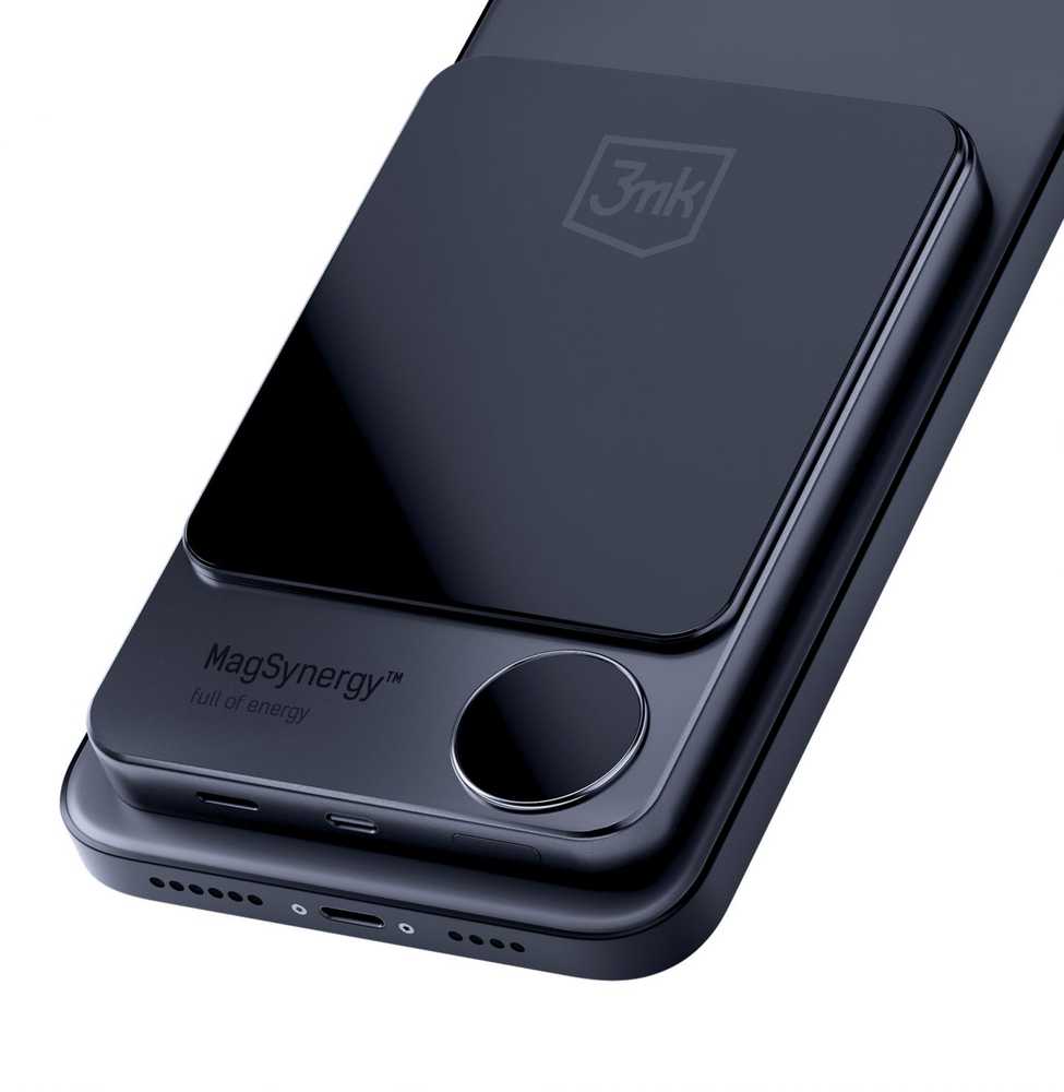 Powerbank 3mk MagSynergy su MagSafe 5000mAh 18W - juodos spalvos