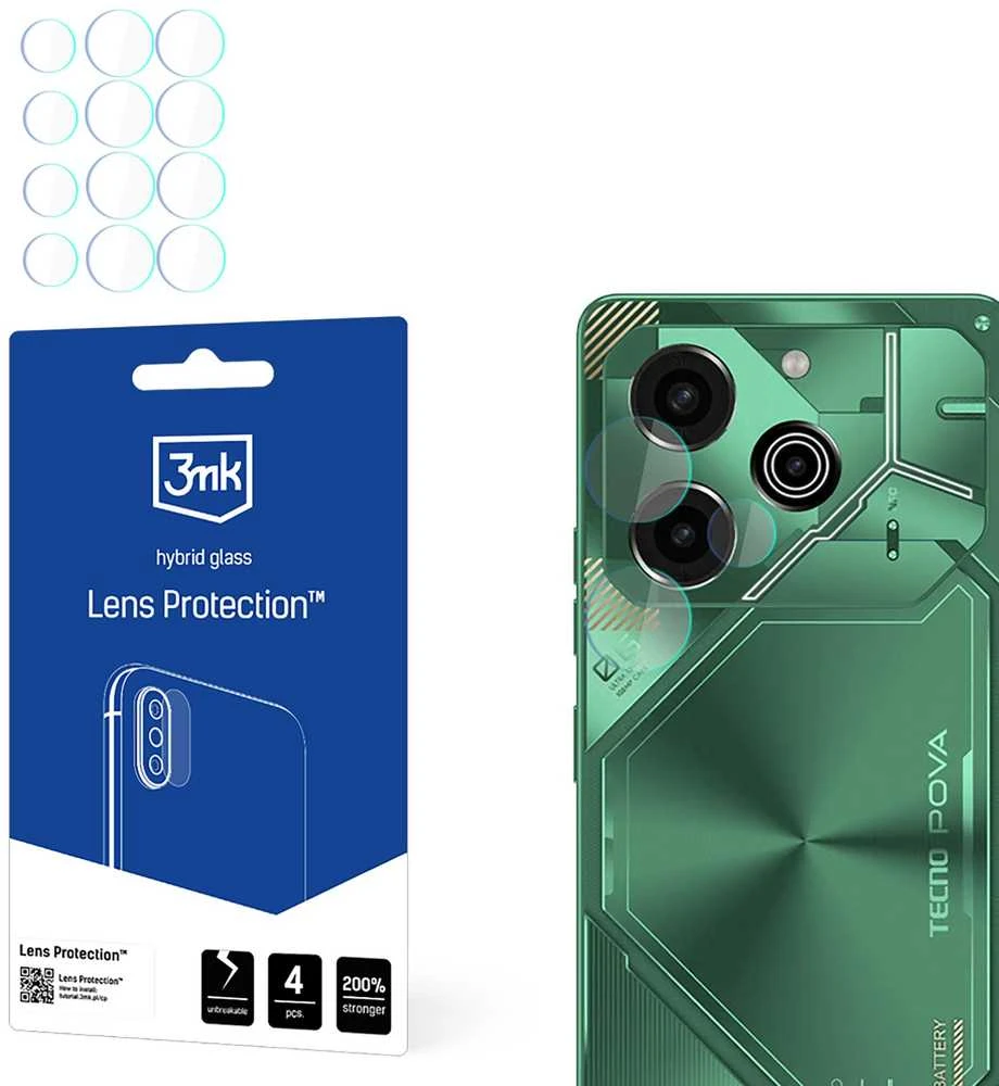 3MK objektyvo apsauga Tecno POVA 6 Pro kameros objektyvo apsauga 4 vnt.