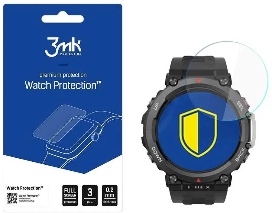 3mk Watch Protection™ hibridinis stiklas v. FlexibleGlass Lite ant Amazfit T-Rex 2