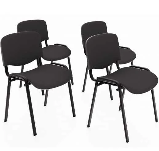 Top E Shop 4-ių konferencijų salės kėdžių komplektas, juodas