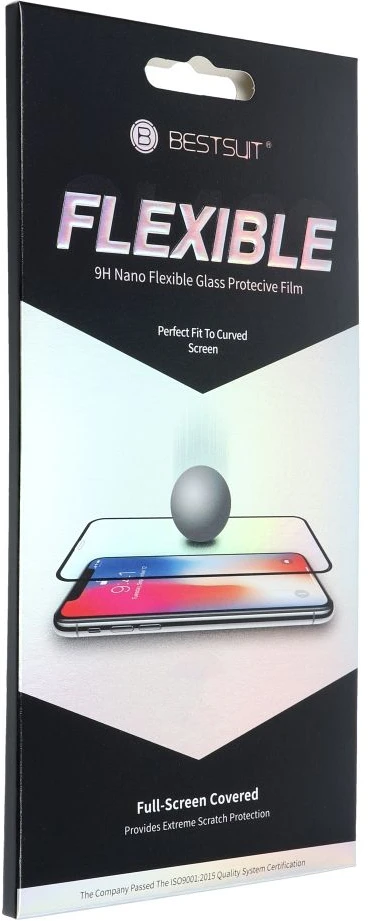 LCD apsauginis stikliukas Bestsuit Flexible Hybrid Glass 5D Apple iPhone 14 Pro Max pritaikytas dėklui juodas