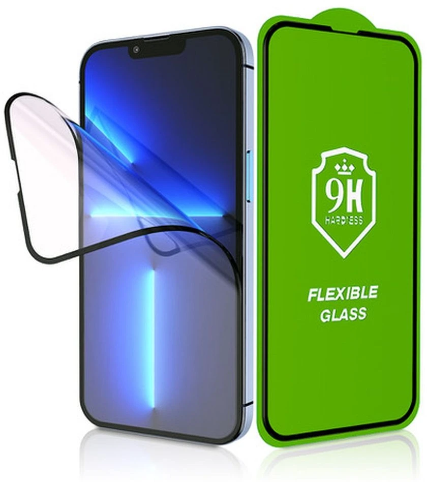 LCD apsauginis stikliukas Bestsuit Flexible Hybrid Glass 5D Apple iPhone 15 Pro Max pritaikytas dėklui juodas
