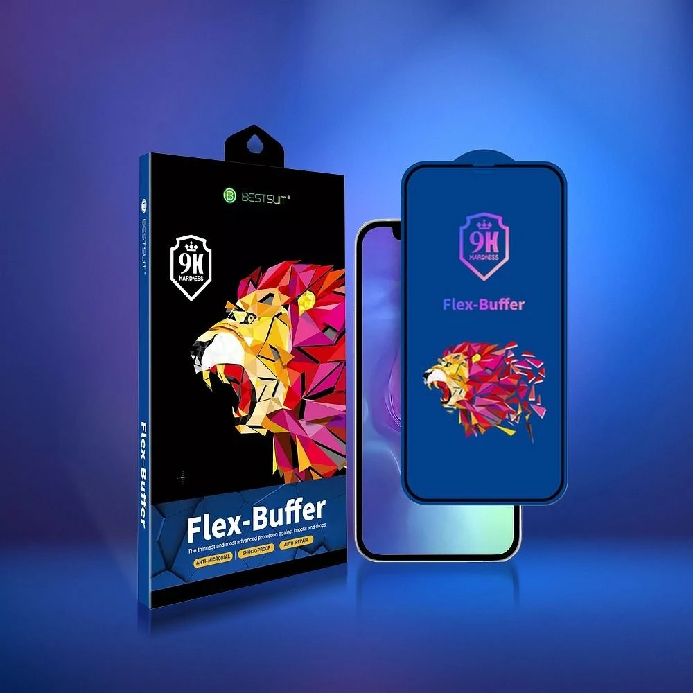 „Bestsuit Flex-Buffer Hybrid Glass 5D“ su antibakterine „Biomaster“ danga, skirtas Apple iPhone 13 mini Juodas