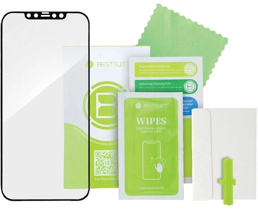 „Bestsuit Flex-Buffer Hybrid Glass 5D“ su antibakterine „Biomaster“ danga, skirtas Apple iPhone 13 mini Juodas