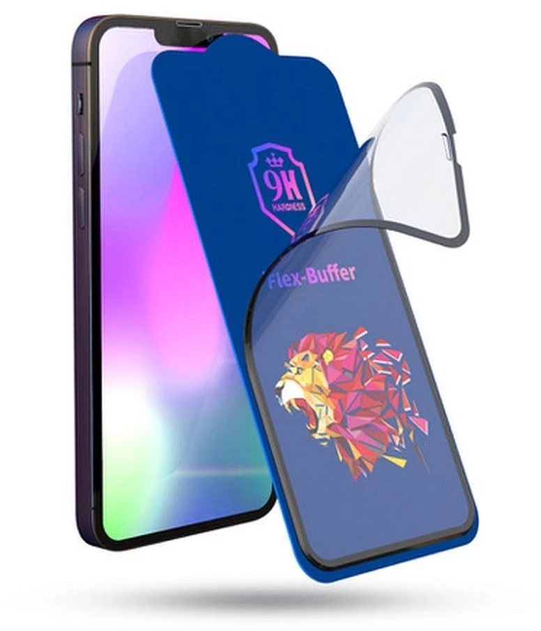 „Bestsuit Flex-Buffer Hybrid Glass 5D“ su antibakterine „Biomaster“ danga, skirtas Apple iPhone 13 mini Juodas