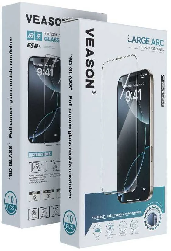 6D Pro Veason Glass (SET 10in1) - for Iphone 17 Air juodas