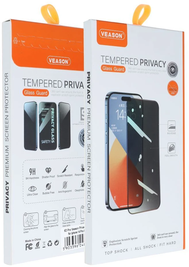 6D Pro Veason Privacy Glass - for Iphone 17 Pro juodas