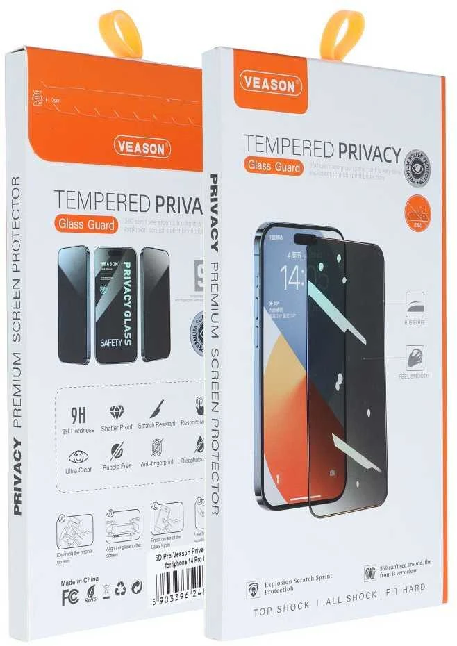 6D Pro Veason Privacy Glass - for Iphone 16 Pro Max juodas