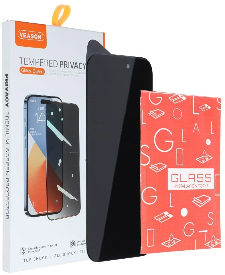 6D Pro Veason Privacy Glass - for Iphone 17 Pro juodas