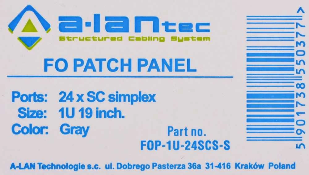 a-lan Alantec FOP-1U-24SCS-S komutacinės panelės priedas