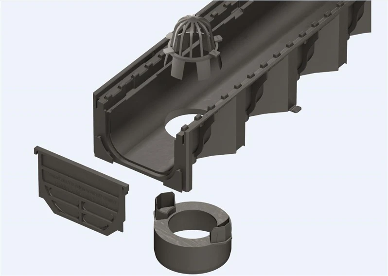 A set of parts for drainage channels Aco HexaLine. plastikas