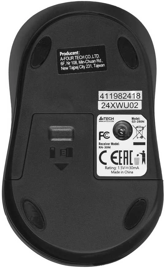 A4Tech G3-280N pelė Ambidextrous RF Optinė belaidė 2000 DPI