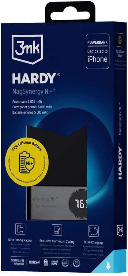 3Mk apsaugos priedai - 3mk HARDY MagSynergy Ni+ 5000mAh 22.5W USB 1C1L-Juodas