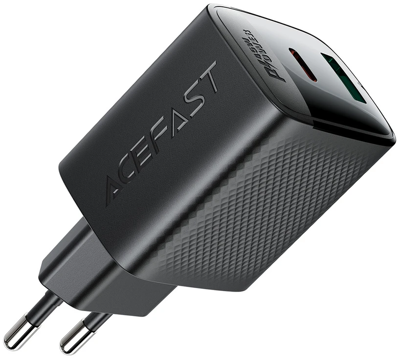 Acefast A106 GaN PD 45W USB-C USB-A Wall Charger - Juodas