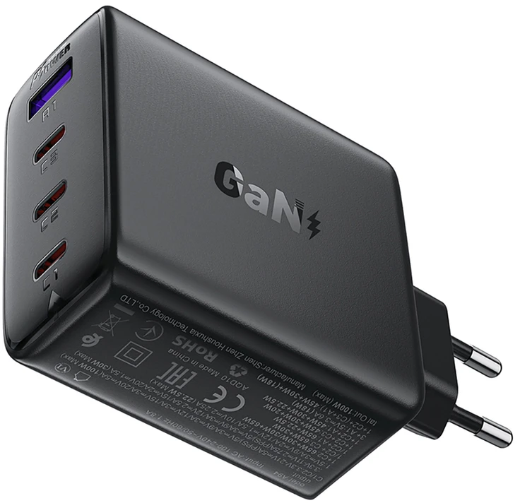 Įkroviklis Acefast A94 100W GaN 3xUSB-C/USB-A juodas