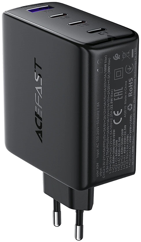 Įkroviklis Acefast A94 100W GaN 3xUSB-C/USB-A juodas