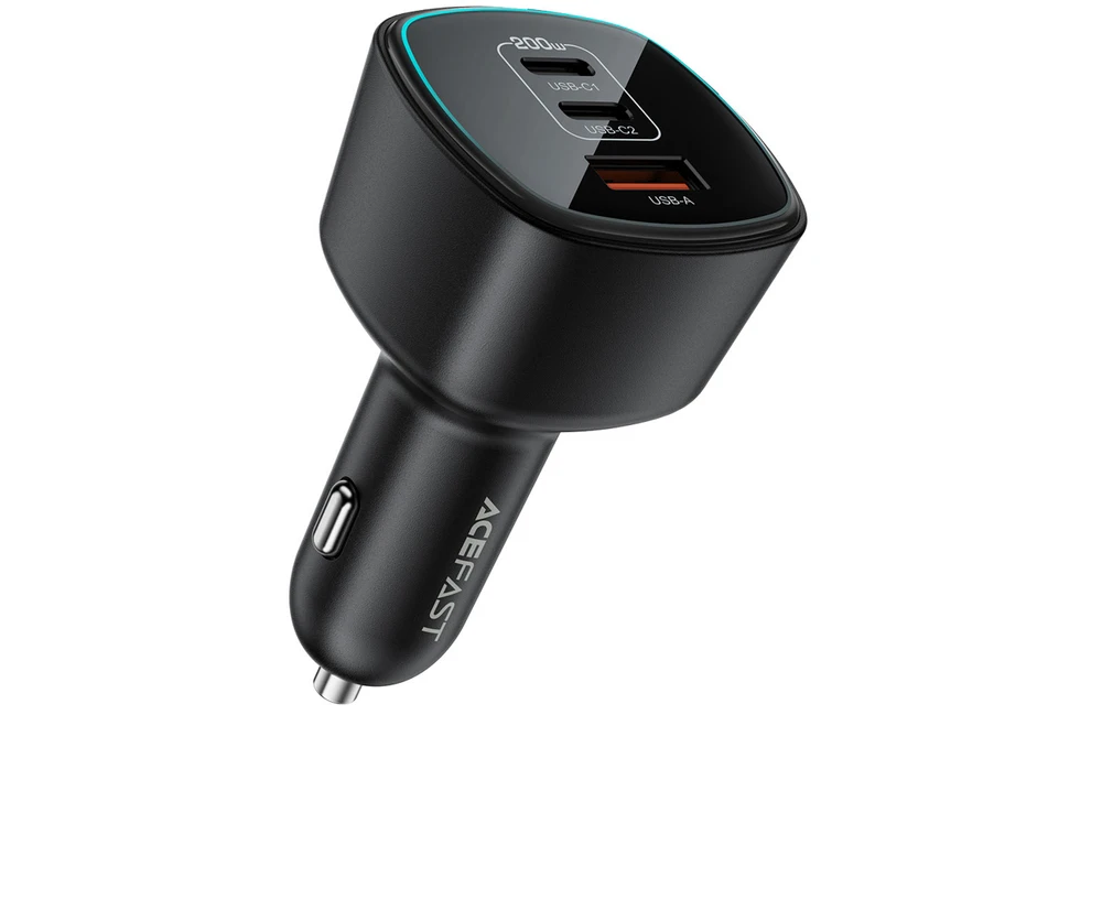 Acefast B18 200W Car Charger 2x USB-C + USB-A - Juodas