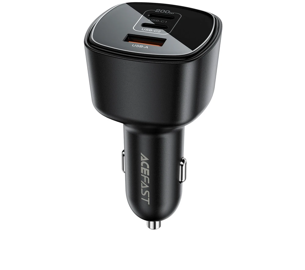 Acefast B18 200W Car Charger 2x USB-C + USB-A - Juodas