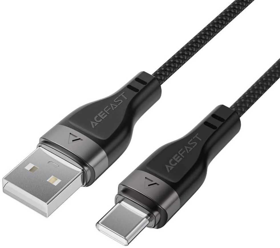Acefast C11-04 USB-A – USB-C 3A kabelis 1.2m Magnetic Braid – juodos spalvos
