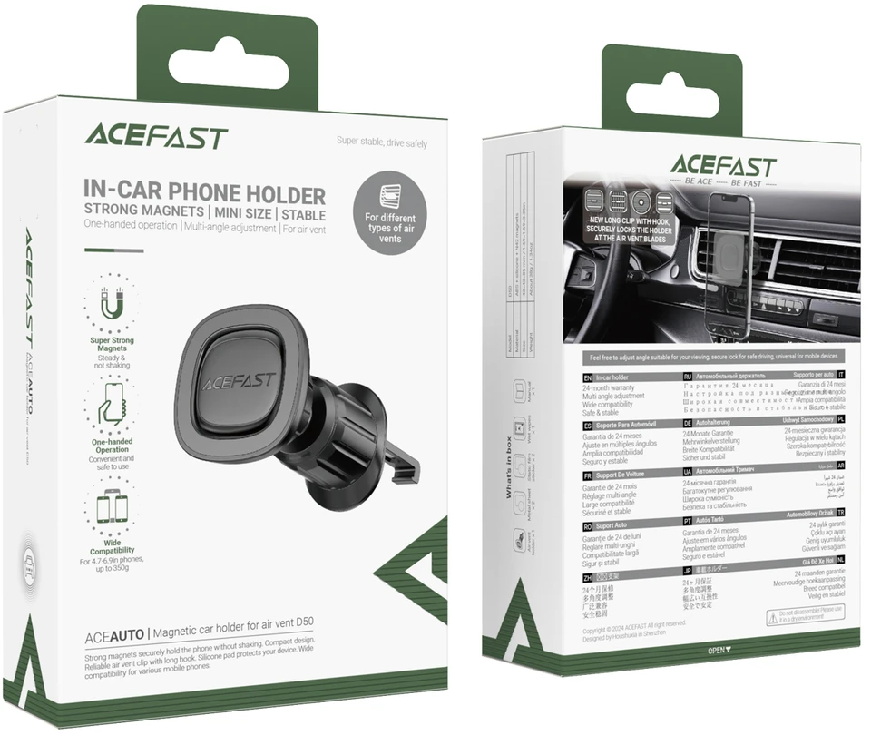 Automobilinis telefono laikiklis Acefast D50 (air vent) juodas