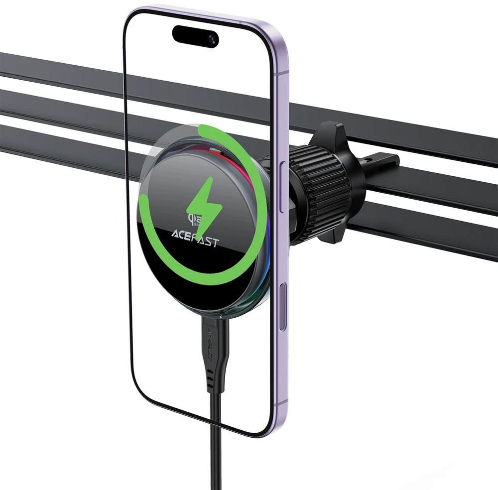 Acefast D61 Magnetic Car Air Vent Holder with Qi2 25W Wireless Charging - Gray