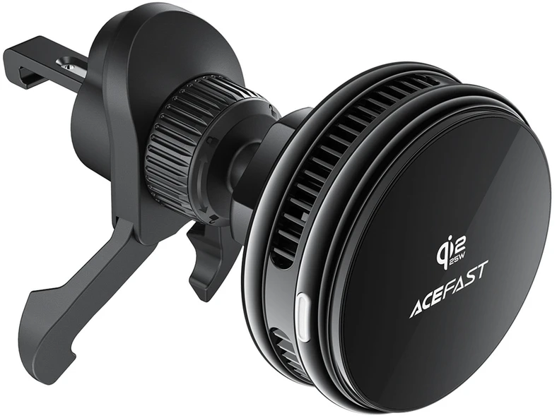 Acefast D66 Magnetic Car Air Vent Mount with Qi2 25W Wireless Charging and Cooling - Juodas