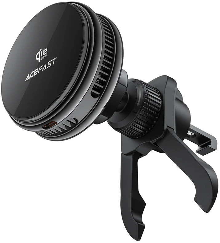 Acefast D66 Magnetic Car Air Vent Mount with Qi2 25W Wireless Charging and Cooling - Juodas