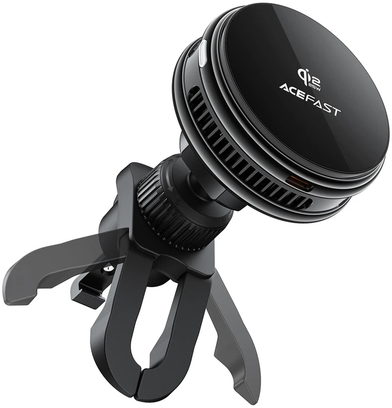 Acefast D66 Magnetic Car Air Vent Mount with Qi2 25W Wireless Charging and Cooling - Juodas