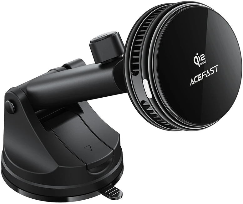 Acefast D67 Magnetic Dashboard Car Mount with Qi2 25W Wireless Charging and Cooling - Juodas