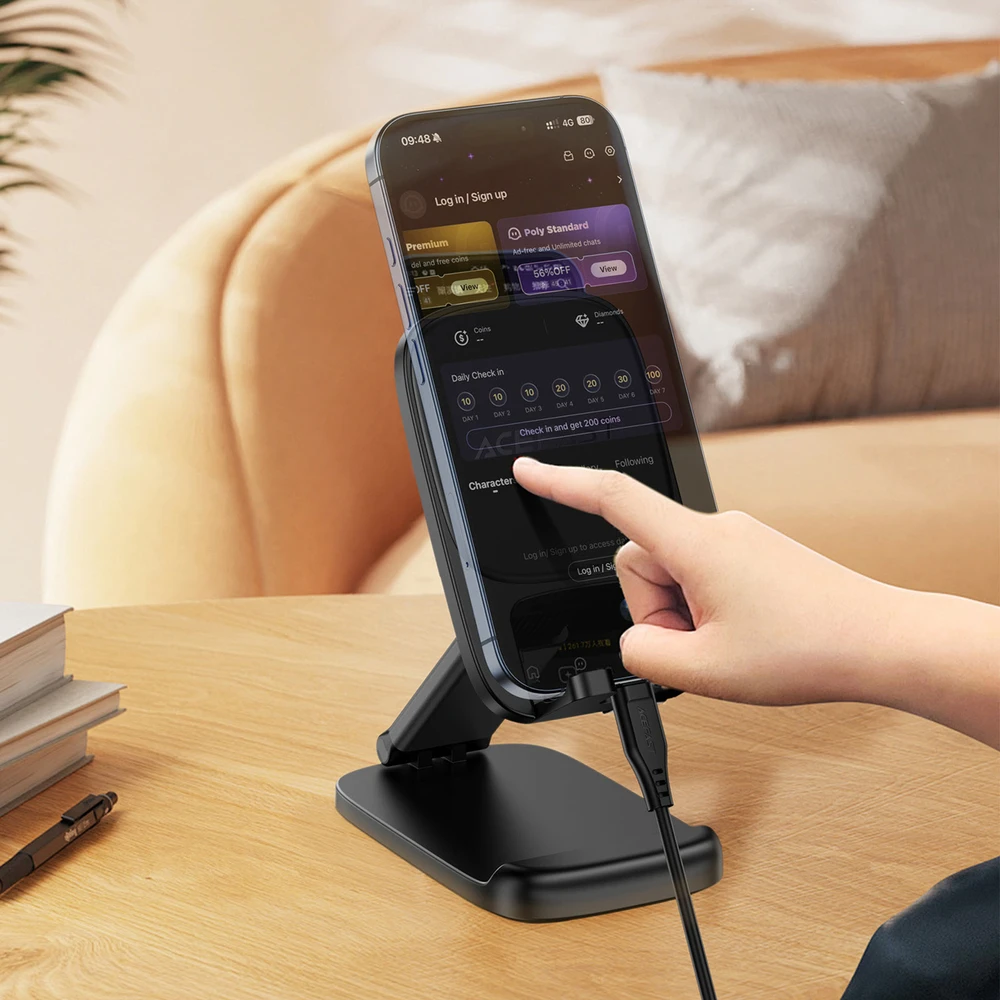 Acefast E45 Foldable Adjustable Desk Phone Stand - Juodas